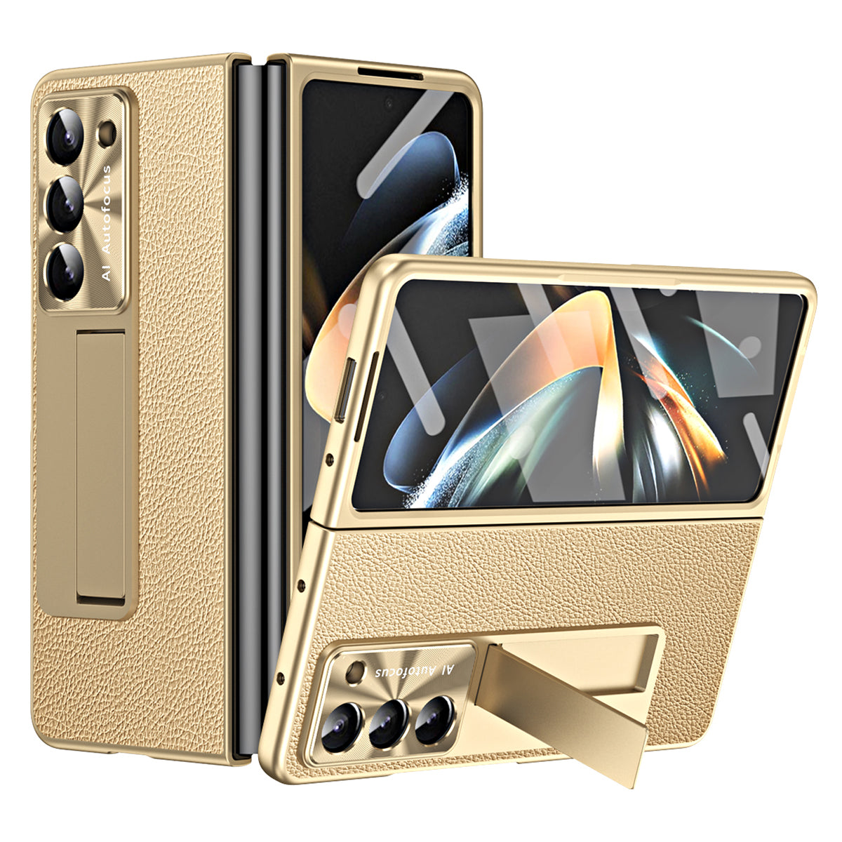 For Samsung Galaxy Z Fold5 5G Litchi Texture Leather PC Case Shockproof Kickstand Phone Cover For Samsung Galaxy Z Fold5 5G Litchi Texture Leather PC Case Shockproof Kickstand Phone Cover